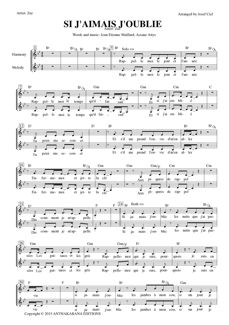 Si Jamais J'oublie SA scores gallery preview page 1