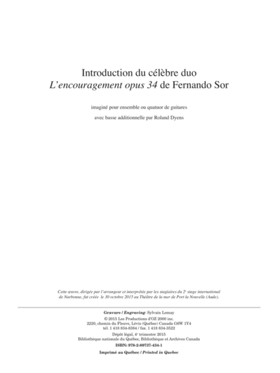 Introduction du célèbre duo L’Encouragement