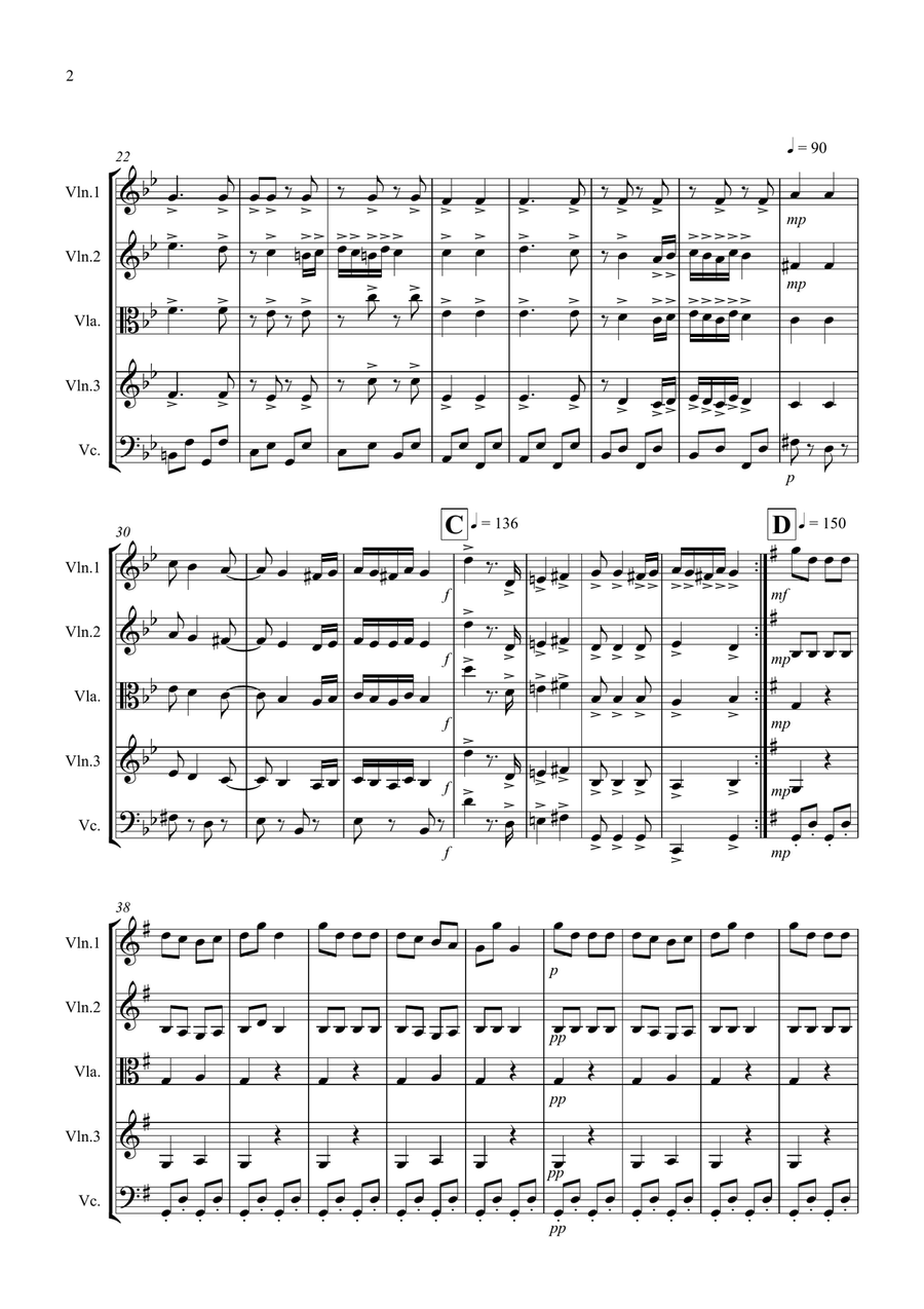 Hungarian Dance No.5 for String Quartet String Quartet scores gallery preview page 2