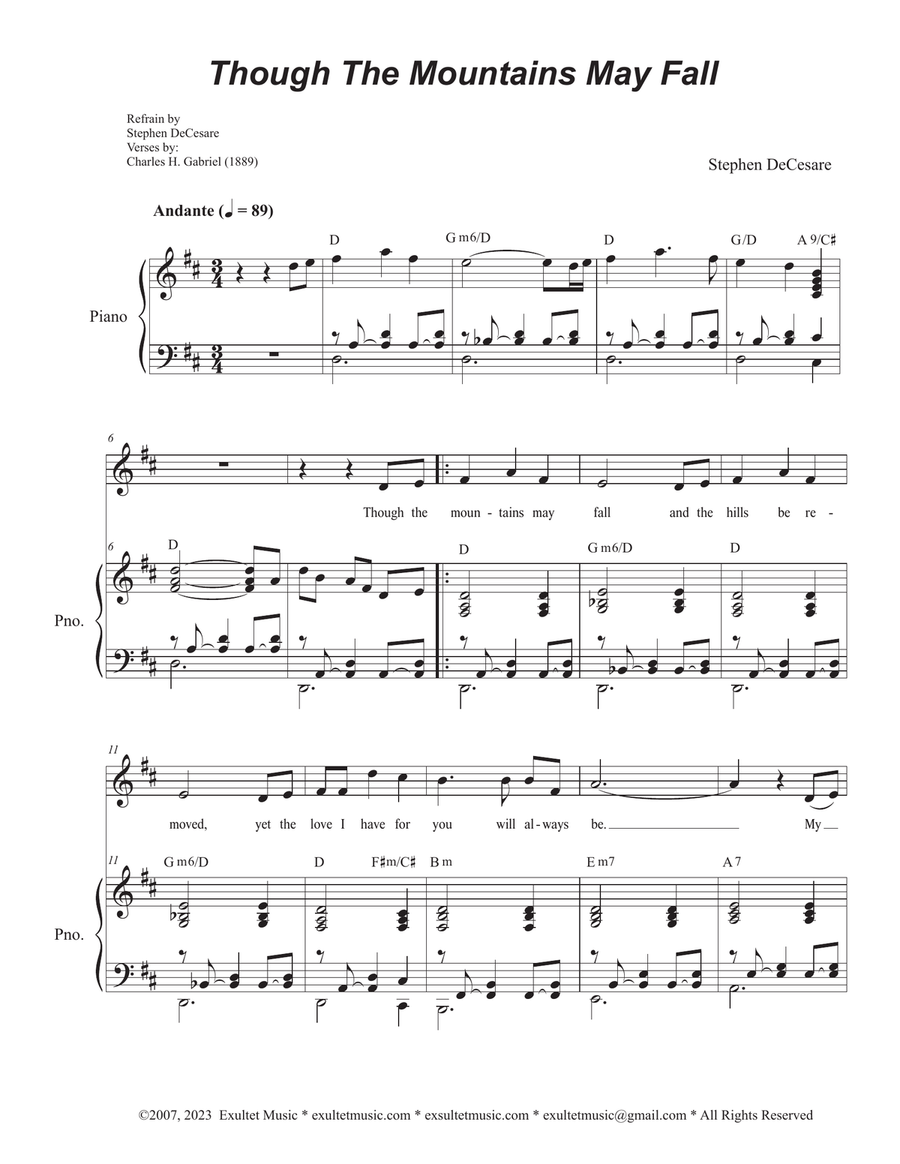 Though The Mountains May Fall (Vocal solo) Though The Mountains May Fall (Vocal solo) Piano, Vocal scores gallery preview page 1