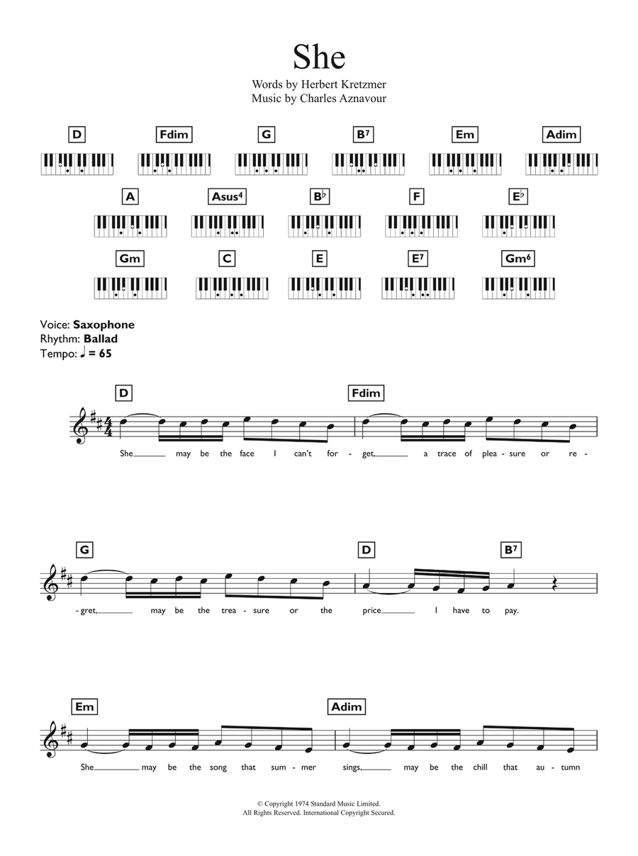 She Piano Solo scores gallery preview page 1
