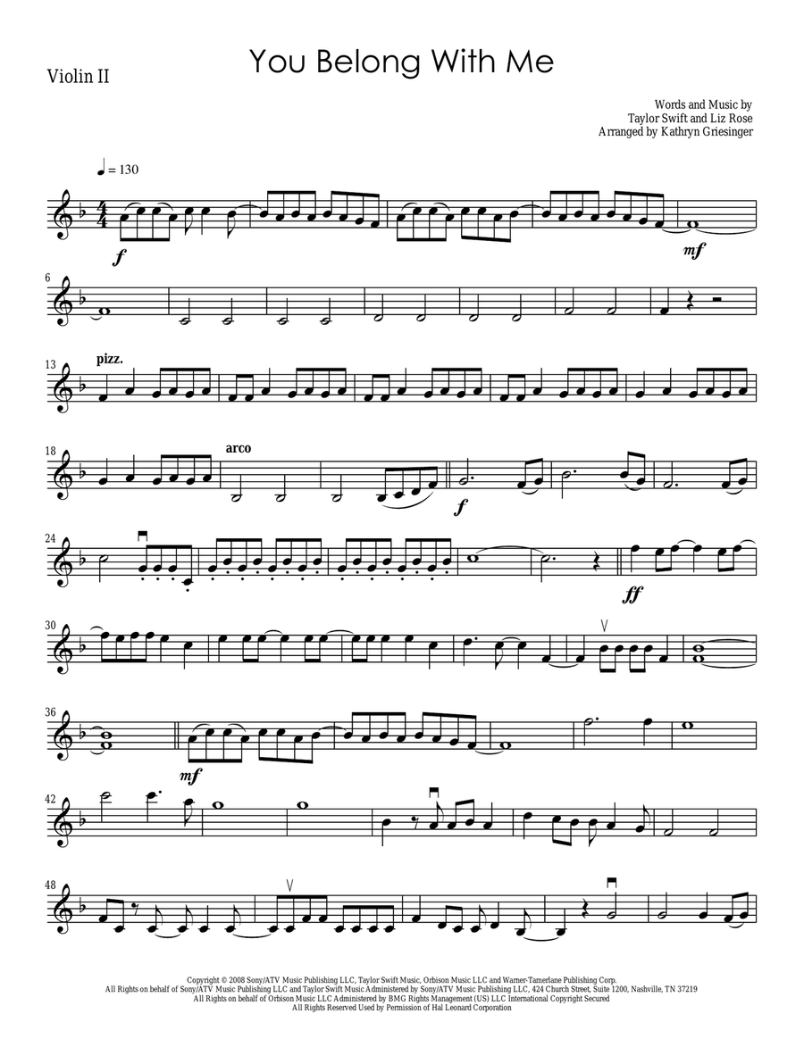 You Belong With Me String Quartet scores gallery preview page 4