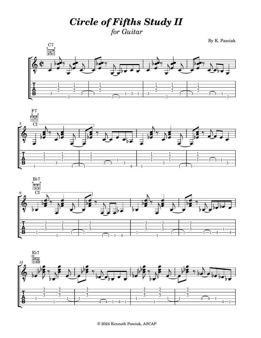 Circle of Fifths Study II (for Guitar) Acoustic Guitar scores gallery preview page 1