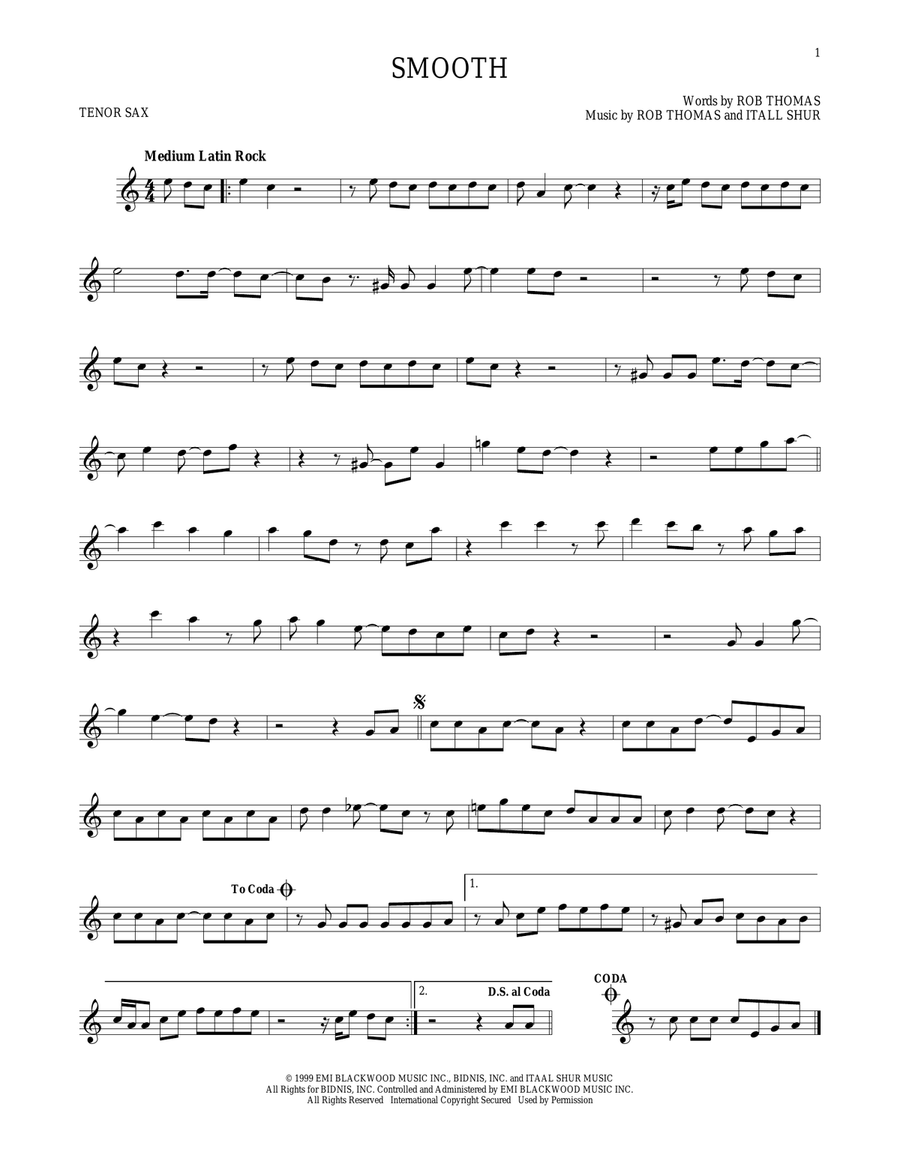 Smooth Tenor Saxophone scores gallery preview page 1