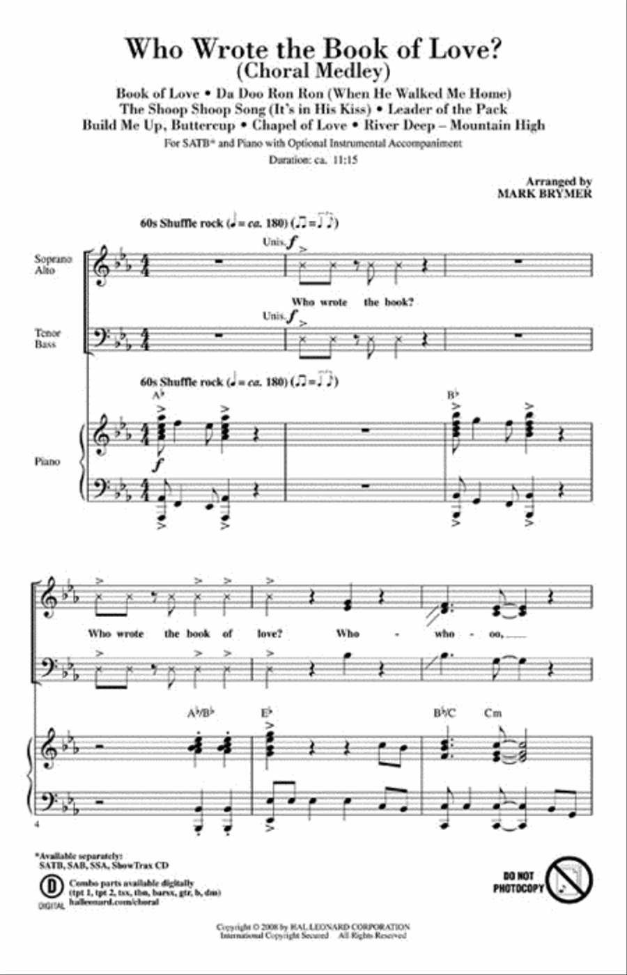 Who Wrote the Book of Love? Show Choir scores gallery preview page 2