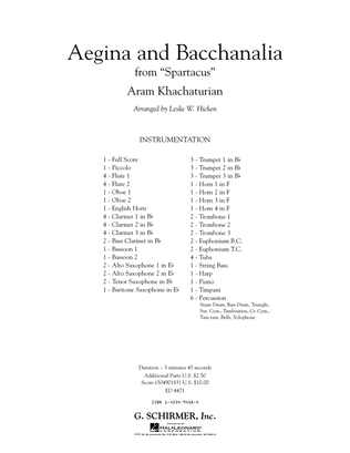 Aegina and Bacchanalia (from Spartacus) - Full Score