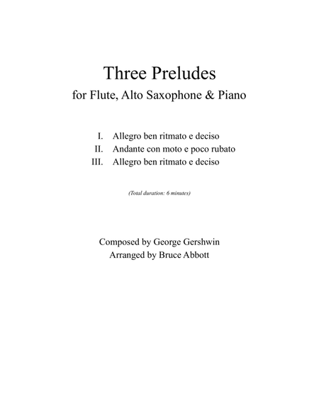 Three Preludes (arr. for Flute, Alto Saxophone & Piano) image number null