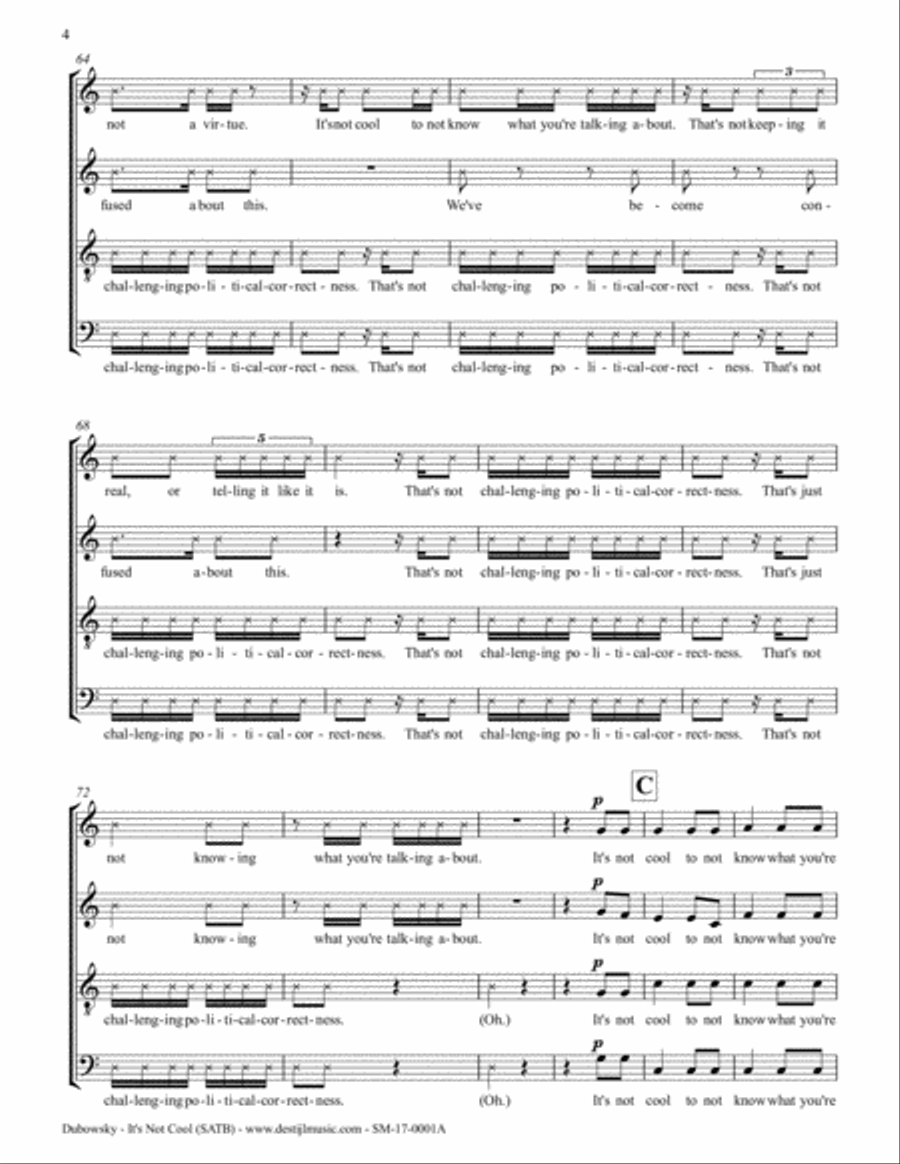 It's Not Cool (SATB)
