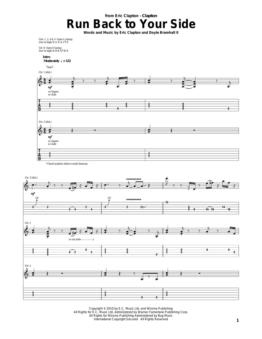 Run Back To Your Side Guitar Tablature scores gallery preview page 1