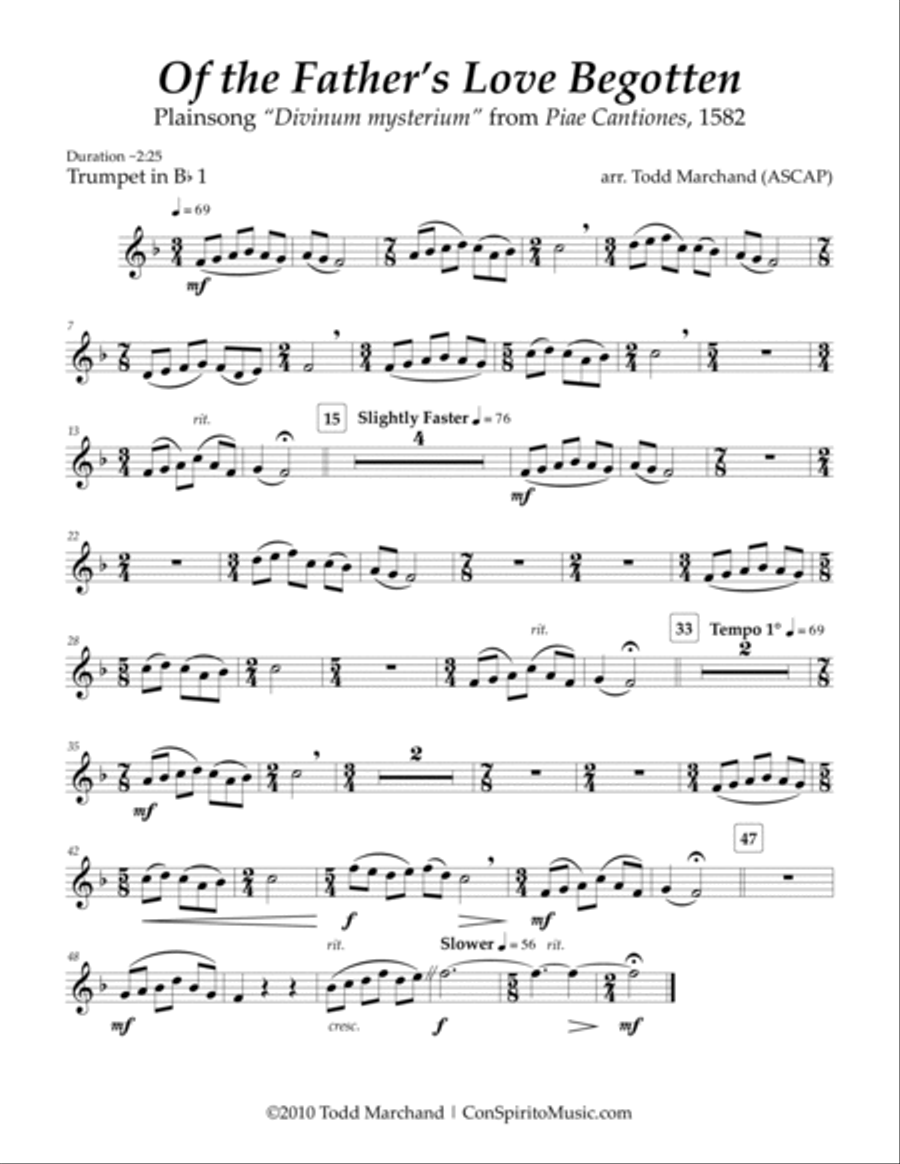 Of the Father's Love Begotten - brass quintet Brass Quintet scores gallery preview page 5