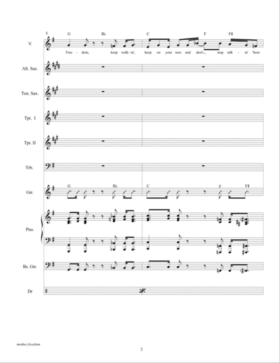 Mother Freedom Tenor Saxophone scores gallery preview page 4