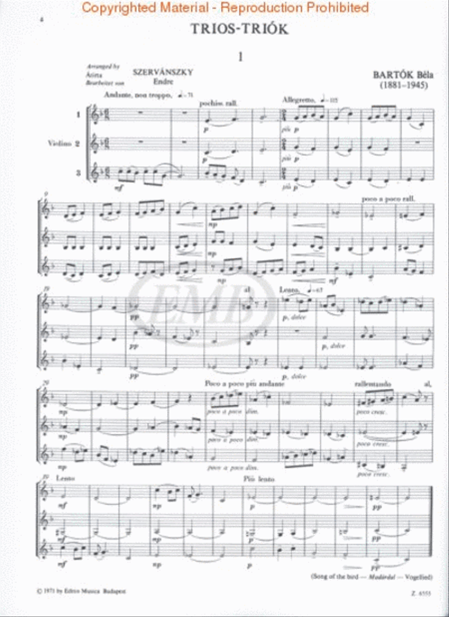 Trios for Three Violins Violin scores gallery preview page 3
