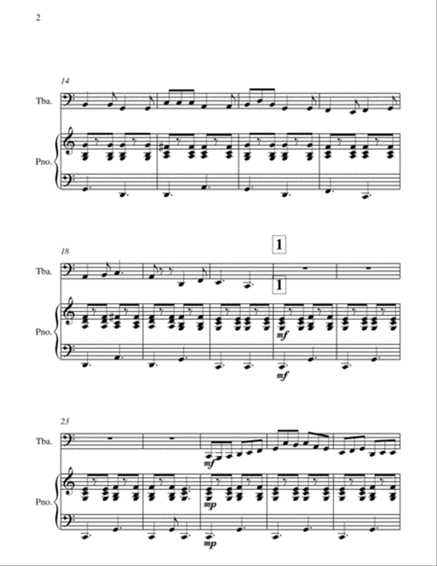 Pop Goes the Weasel - Theme and Variations For Tuba and Piano Tuba scores gallery preview page 5