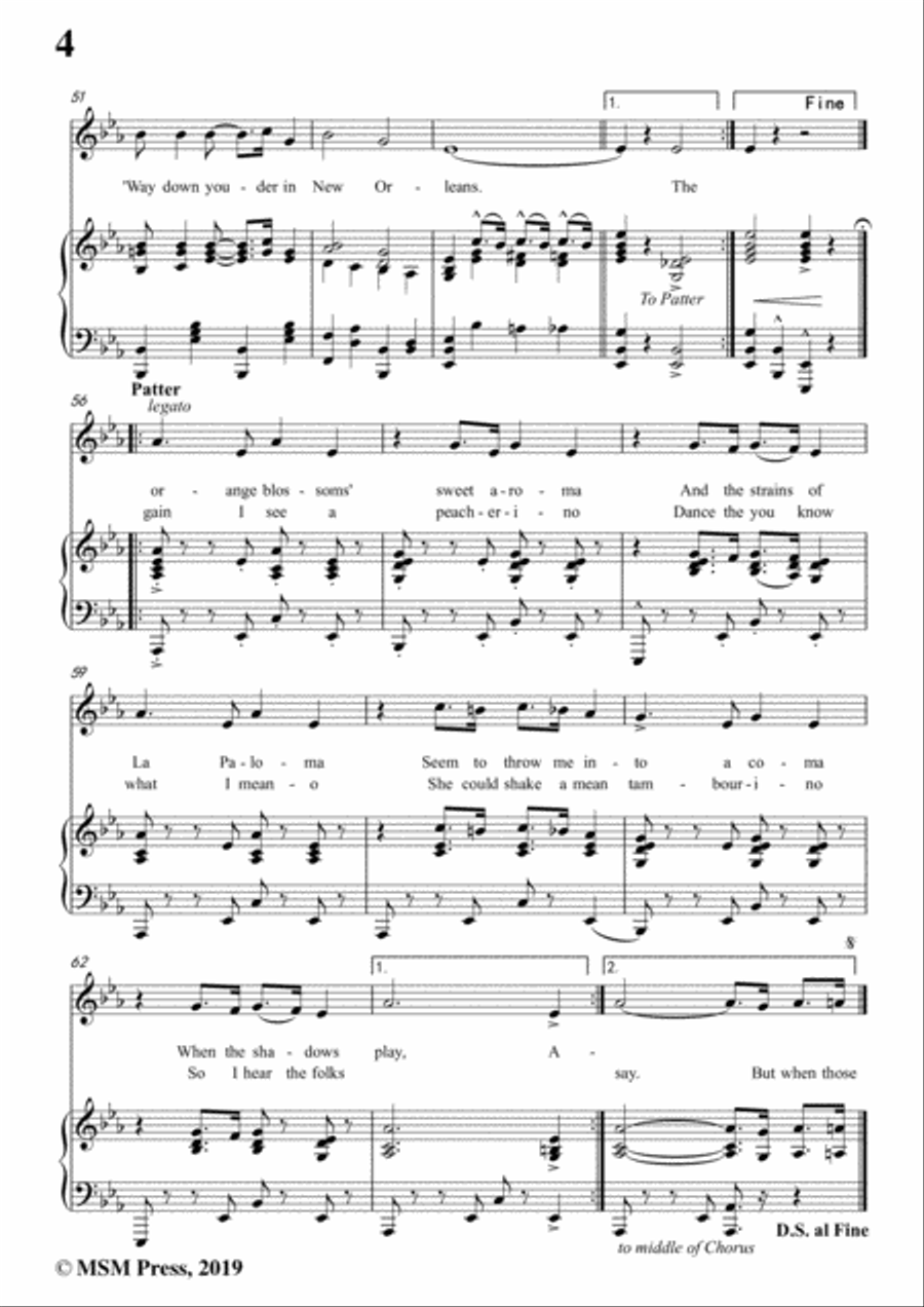 Turner Layton-Way Down Yonder in New Orleans,in E flat Major,for Voice&Pno Voice scores gallery preview page 6