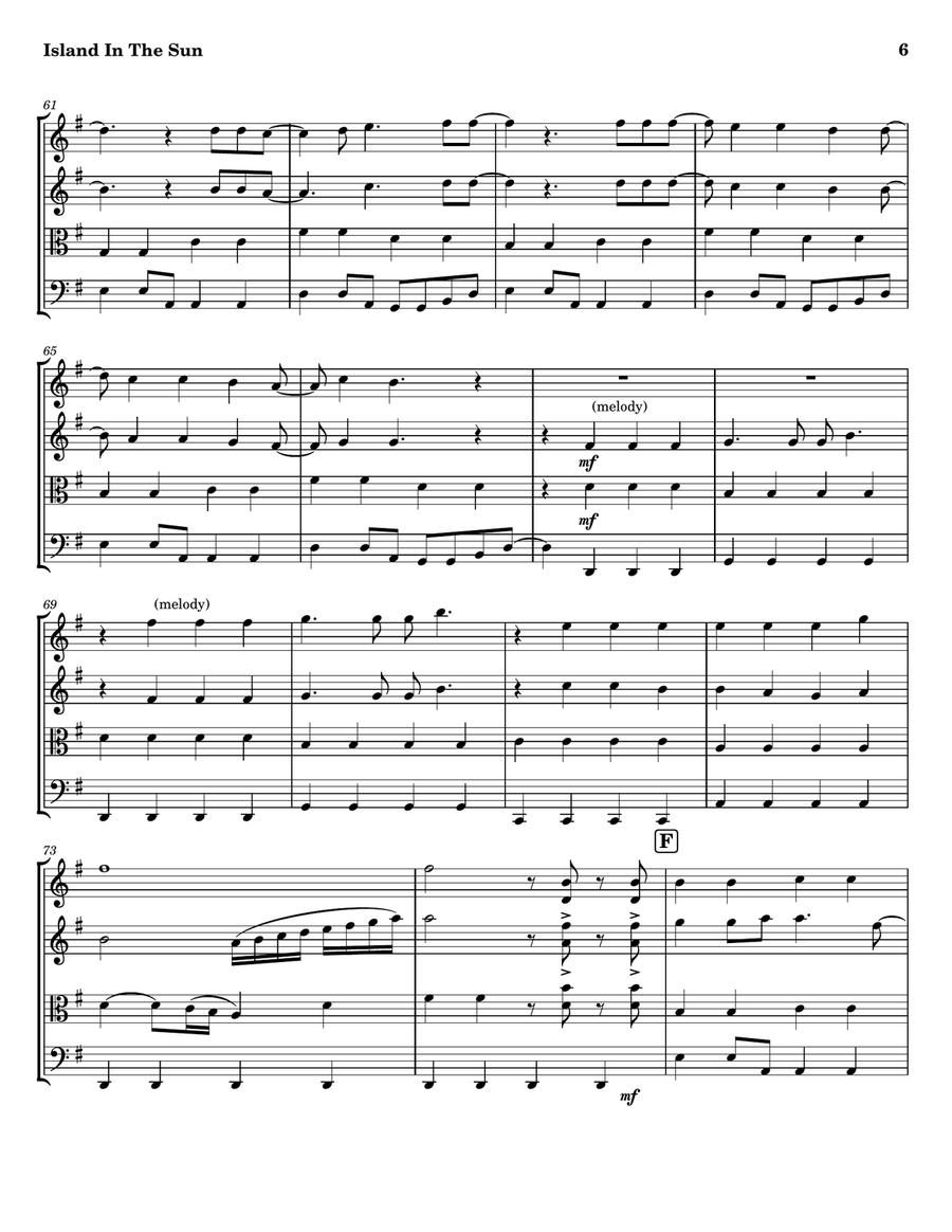 Island In The Sun String Quartet scores gallery preview page 6