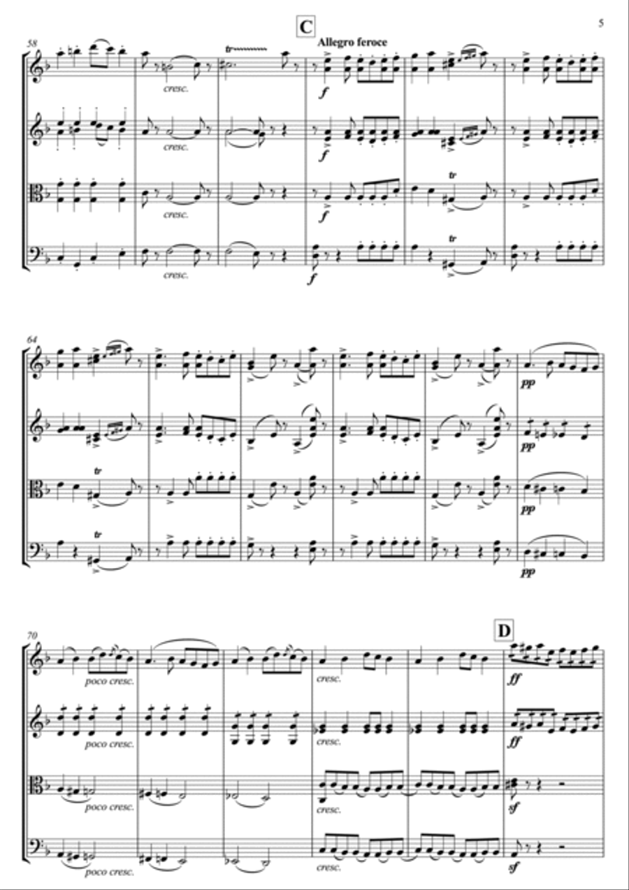 Night on Bald Mountain String Quartet scores gallery preview page 6