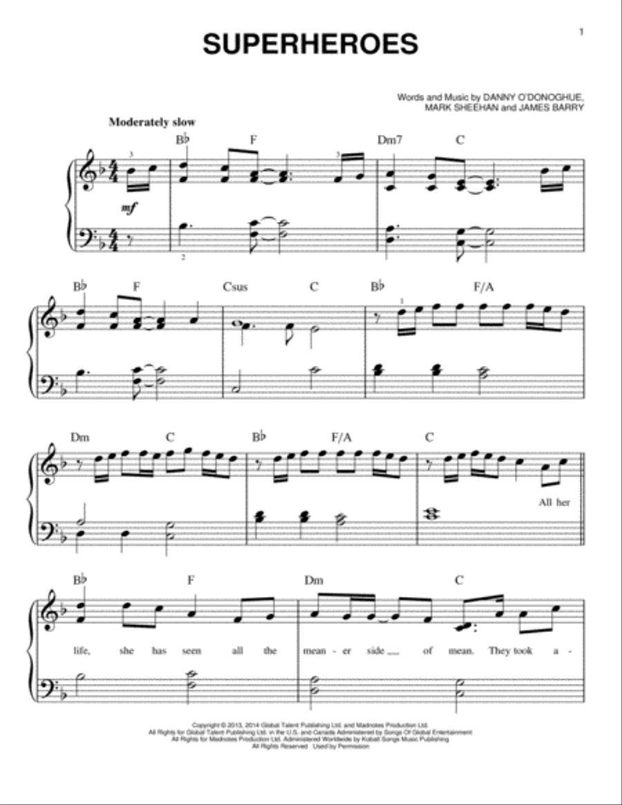 Superheroes Superheroes Easy Piano scores gallery preview page 1