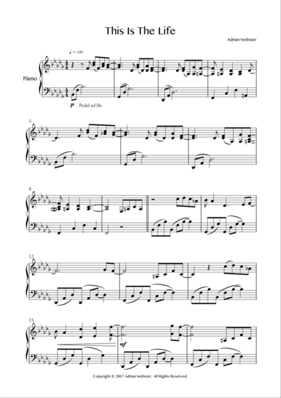 This Is The Life - CrusaderBeach - Beautiful Happy Piano Solo Piano Solo scores gallery preview page 1