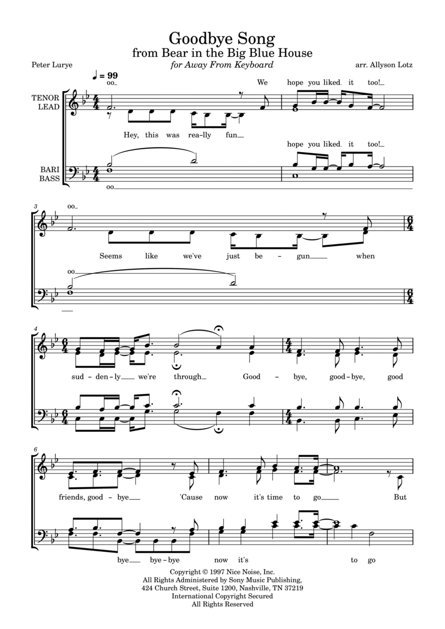 The Goodbye Song 4-Part scores gallery preview page 1