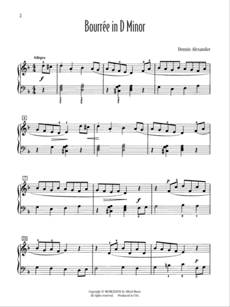 Bourrée in D Minor Piano Solo scores gallery preview page 2