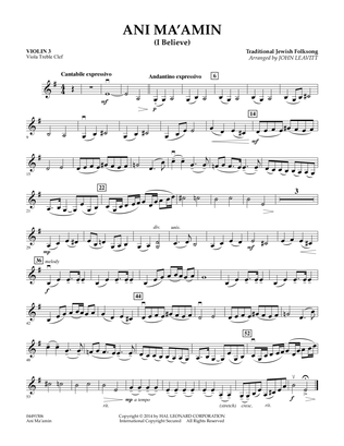 Ani Ma'amin - Violin 3 (Viola Treble Clef)