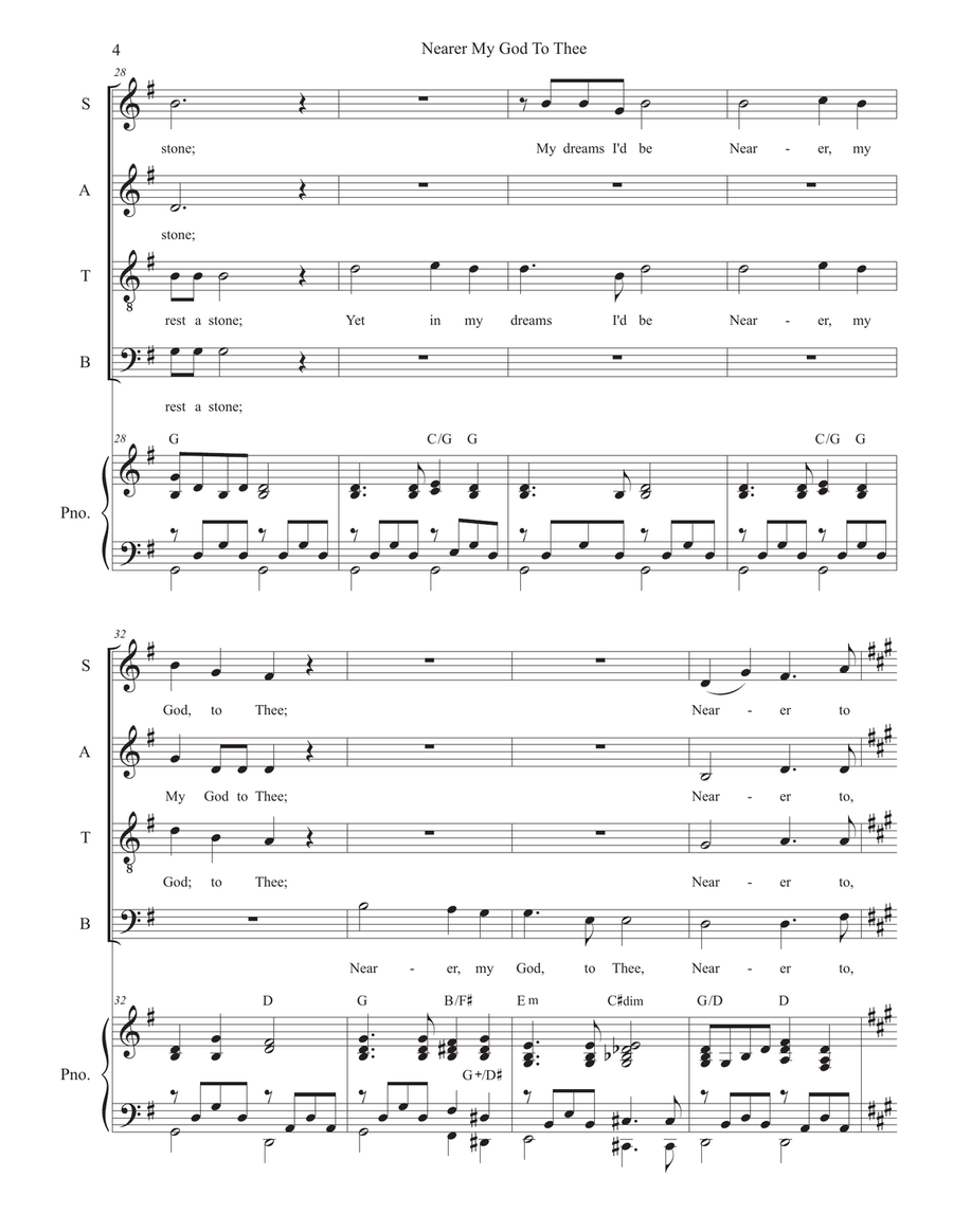 Nearer My God To Thee (Vocal Quartet - (SATB) 4-Part scores gallery preview page 4
