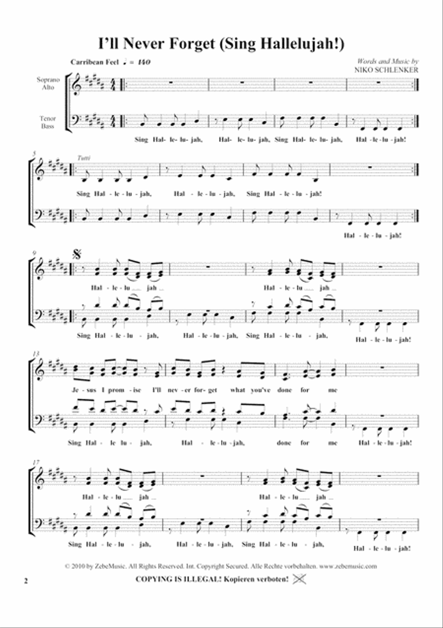 I'll Never Forget (Hallelujah) 3-Part scores gallery preview page 4