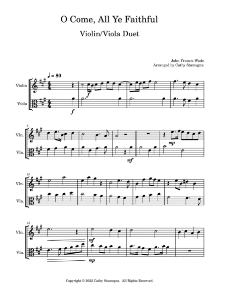 O Come, All Ye Faithful (Violin/Viola Duet) image number null