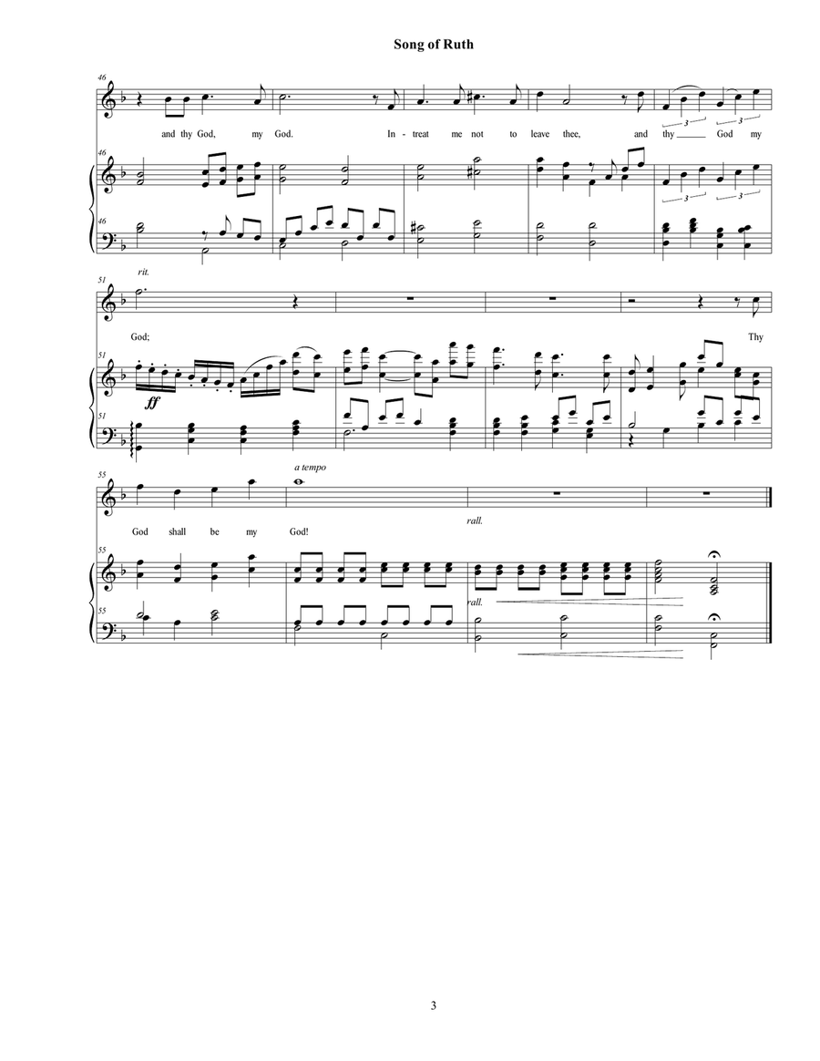 Song of Ruth (High Voice-piano and/or string quartet) Cello scores gallery preview page 4