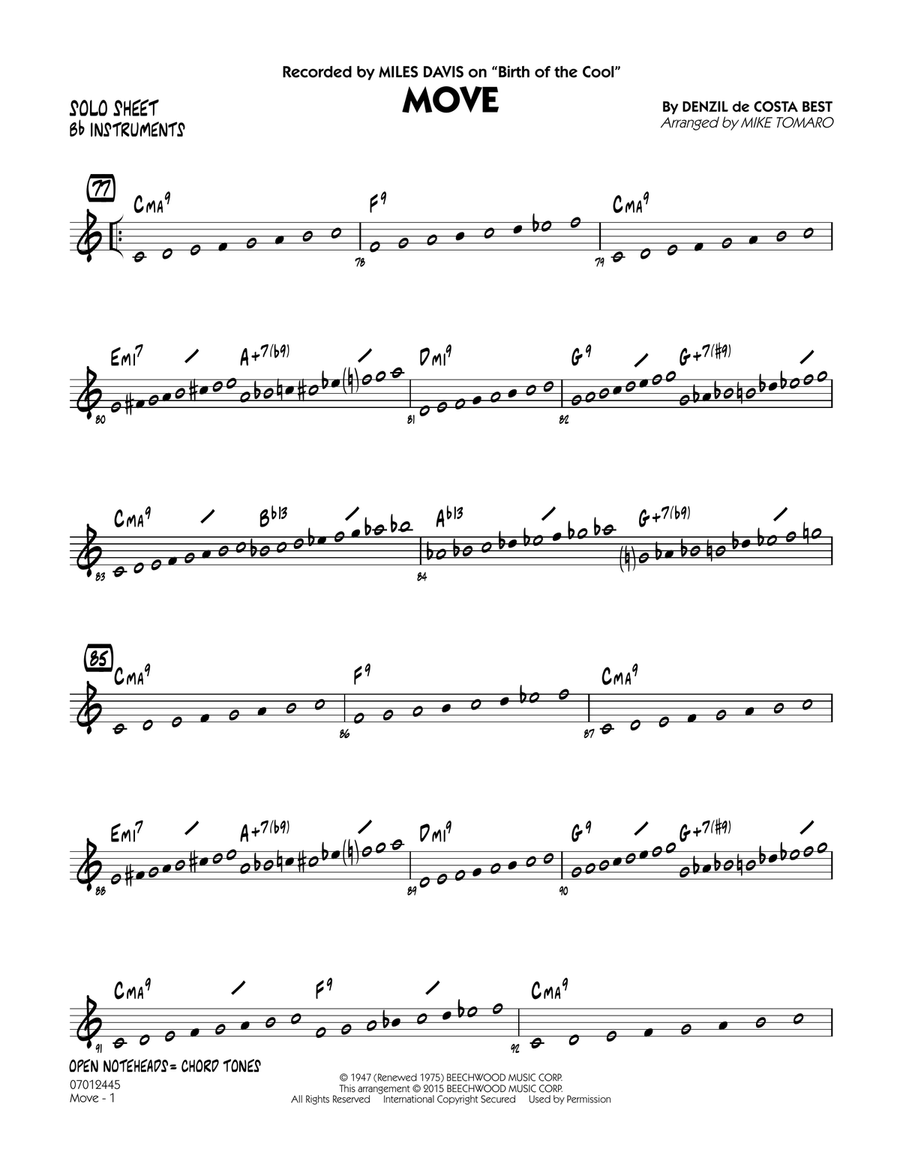Move - Bb Solo Sheet Move - Bb Solo Sheet Jazz Ensemble scores gallery preview page 1