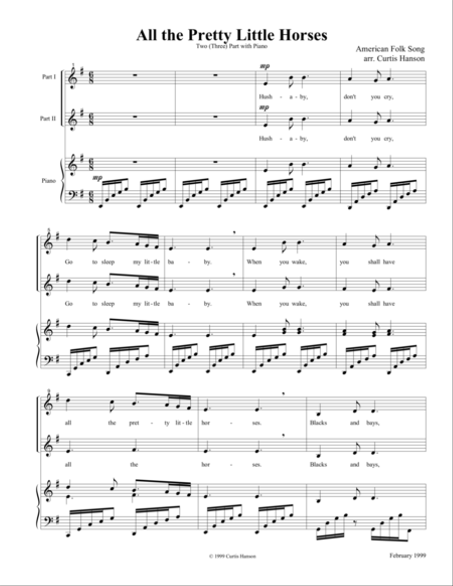 All the Pretty Little Horses (2-3 pt.) 3-Part scores gallery preview page 1