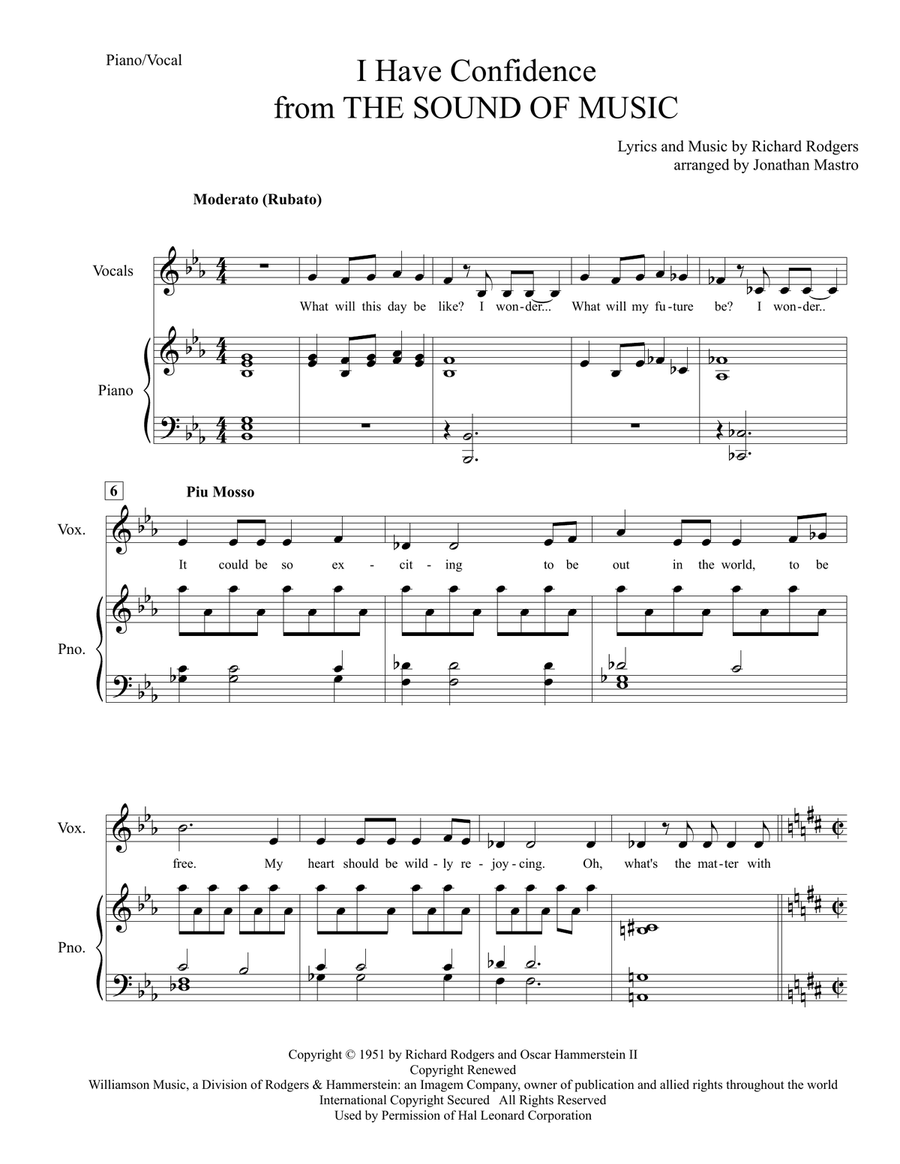 I Have Confidence Piano, Vocal scores gallery preview page 1