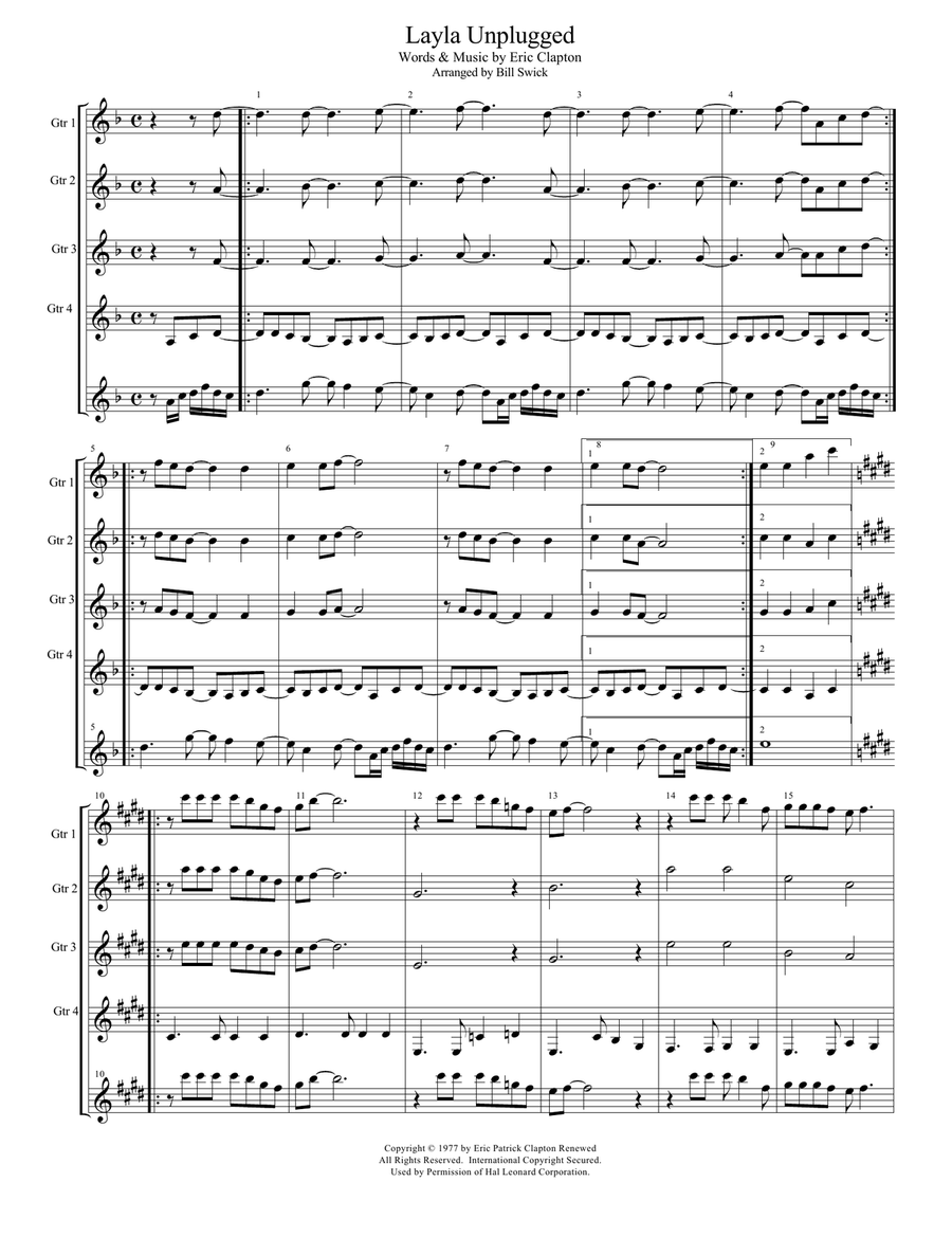 Layla Guitar Ensemble scores gallery preview page 1