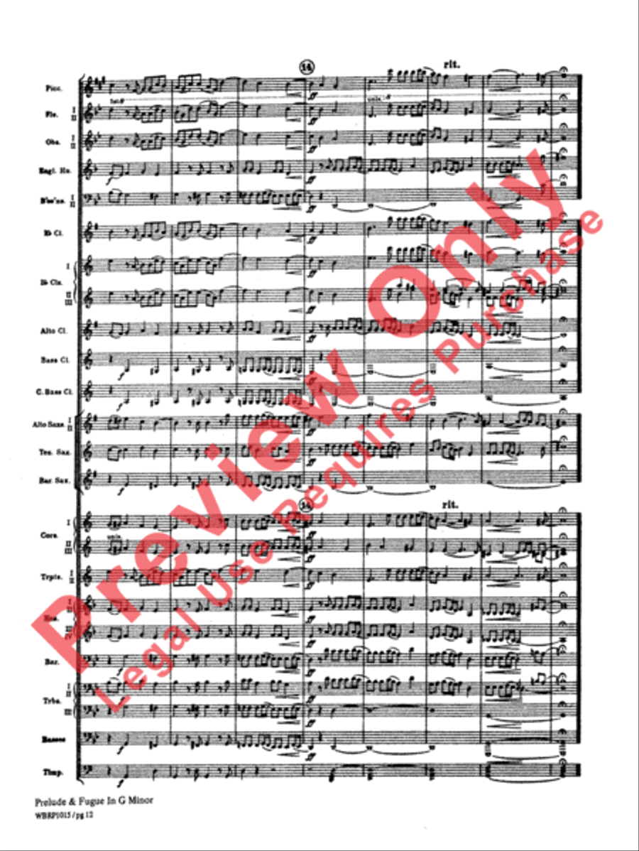 Prelude and Fugue in G Minor Concert Band scores gallery preview page 15