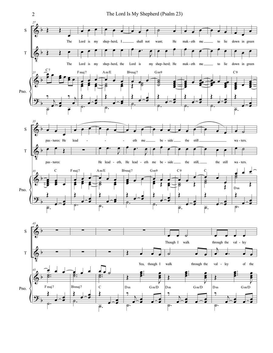 Psalm 23 (theme From The Vicar Of Dibley) 2-Part scores gallery preview page 2