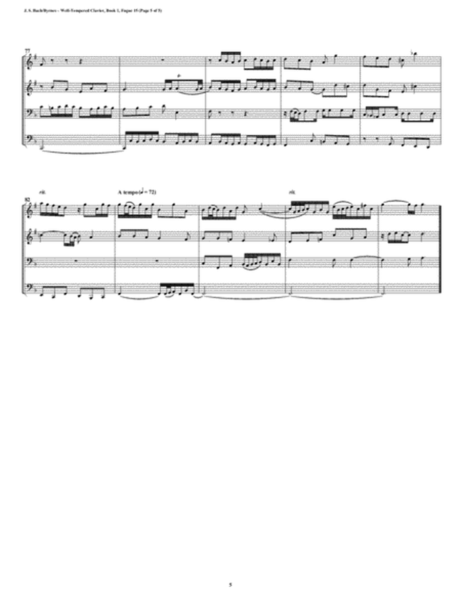 Fugue 15 from Well-Tempered Clavier, Book 1 (Brass Quartet) image number null
