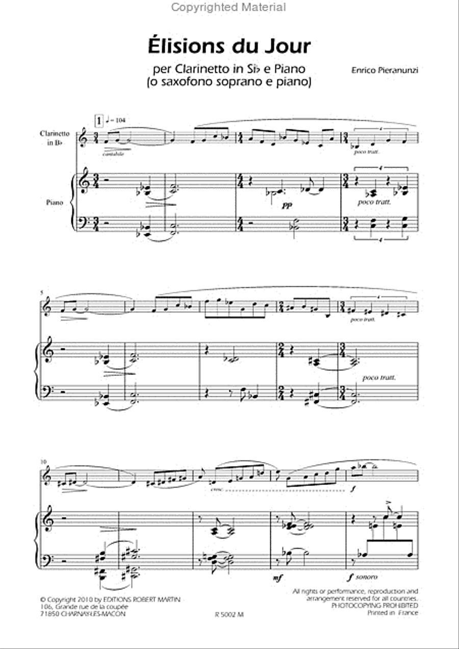 Elisions du jour Clarinet Solo scores gallery preview page 2