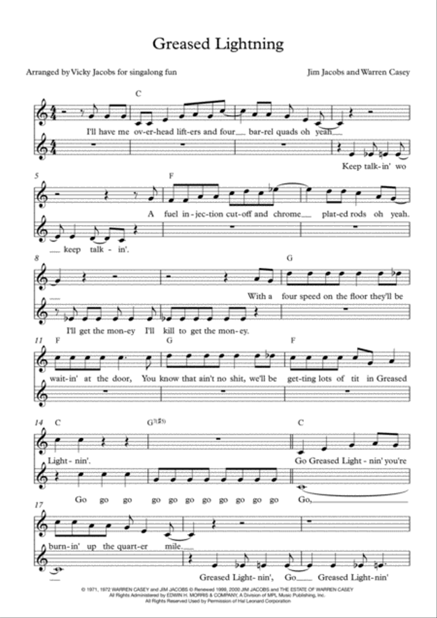 Greased Lightnin' Greased Lightnin' 2-Part scores gallery preview page 1