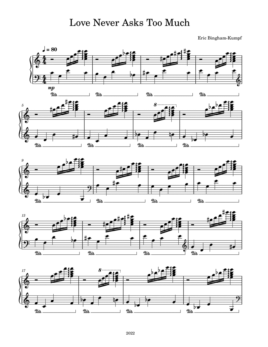 Love Never Asks Too Much Piano Solo scores gallery preview page 1