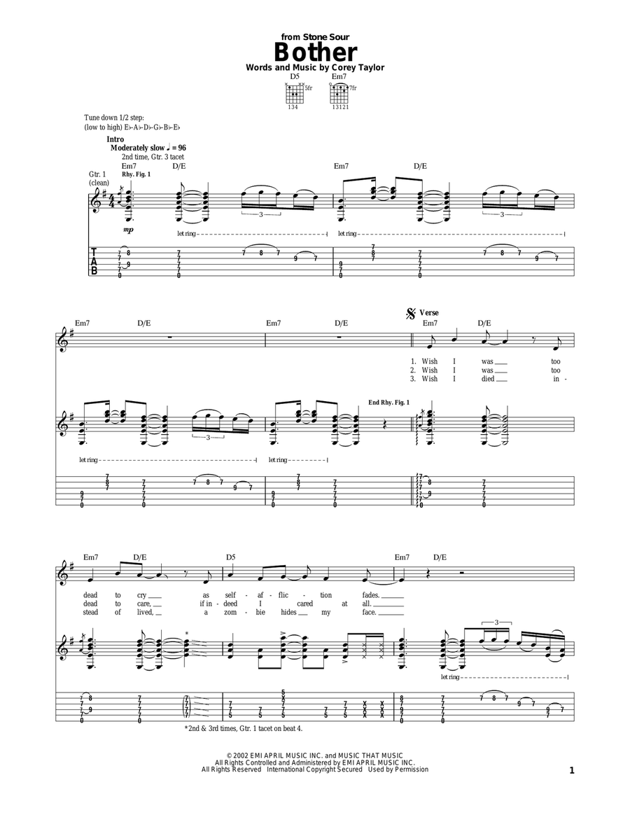 Bother Electric Guitar scores gallery preview page 1