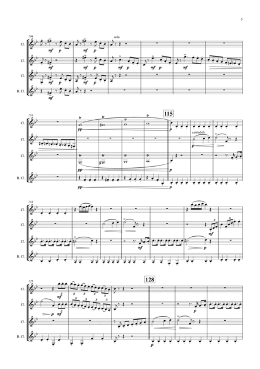 The Barber of Seville - Overture - Clarinet Quartet - F Clarinet Quartet scores gallery preview page 5