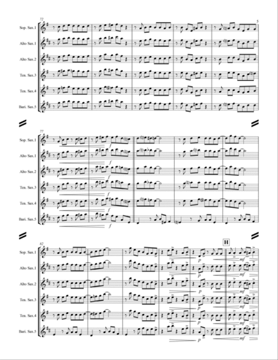 Blue Moon Saxophone Quintet scores gallery preview page 6