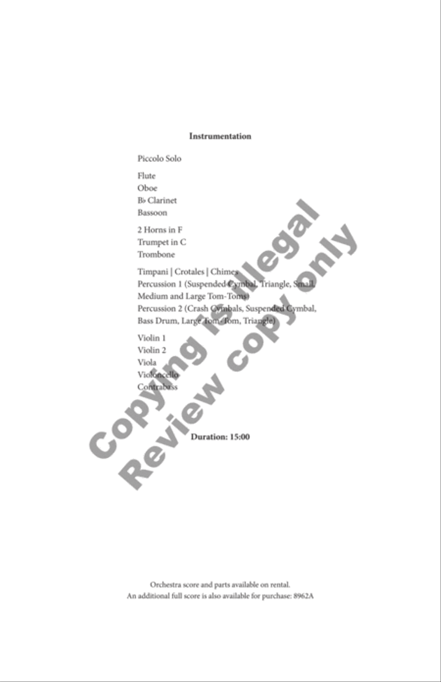 Concerto for Piccolo Solo and Chamber Orchestra (Additional Full Score) Chamber Orchestra scores gallery preview page 3
