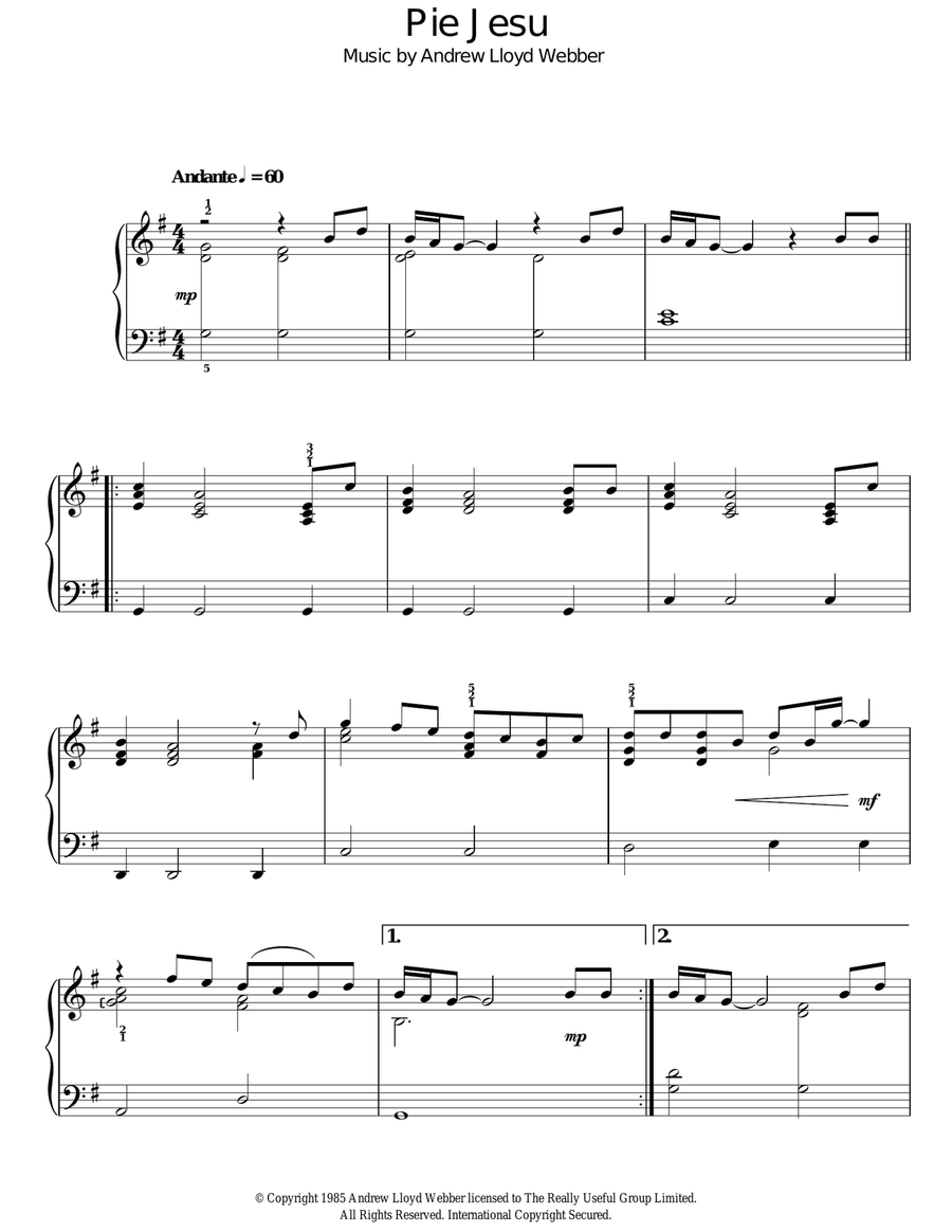 Pie Jesu Pie Jesu Voice scores gallery preview page 1