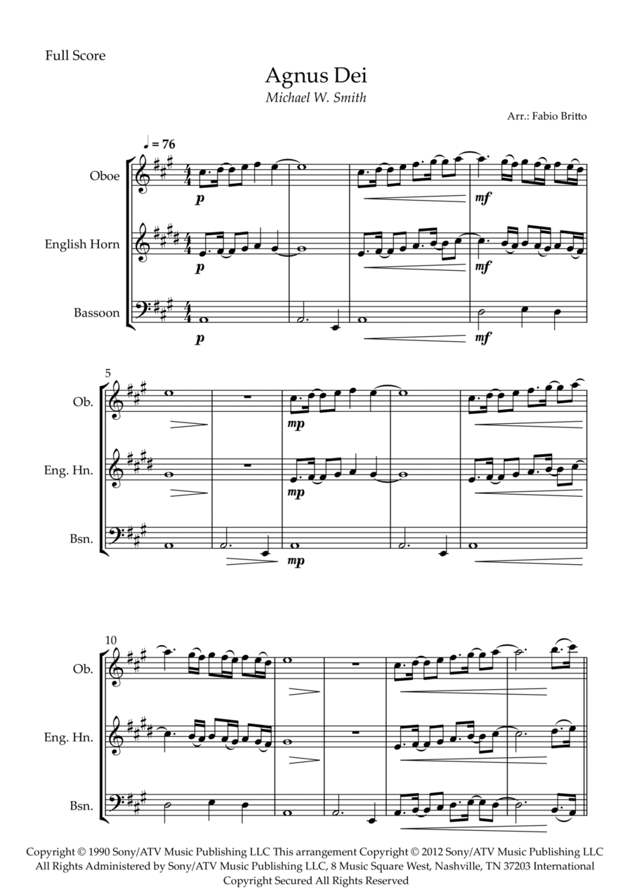 Agnus Dei Agnus Dei Woodwind Trio scores gallery preview page 1