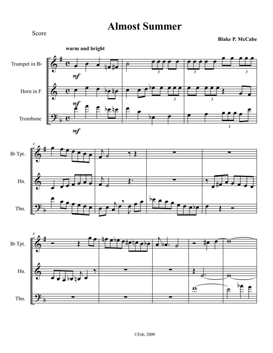 Almost Summer Brass Ensemble scores gallery preview page 1