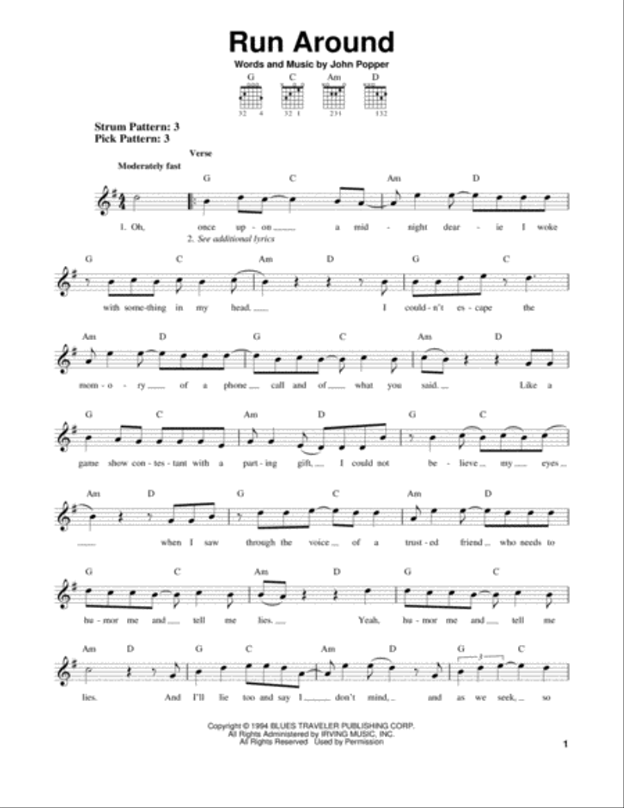 Run Around Acoustic Guitar scores gallery preview page 1