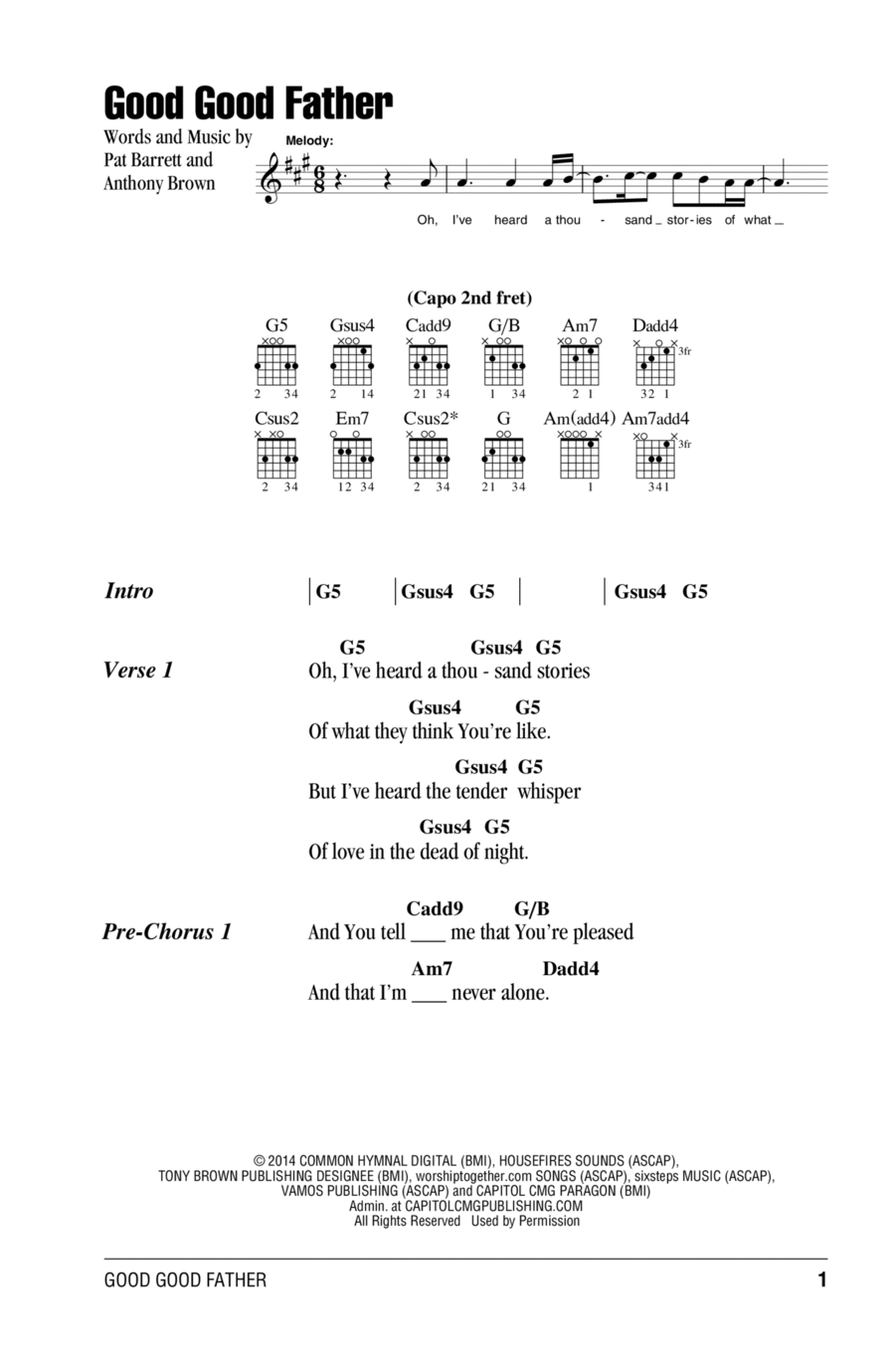 Good Good Father Good Good Father Guitar scores gallery preview page 1