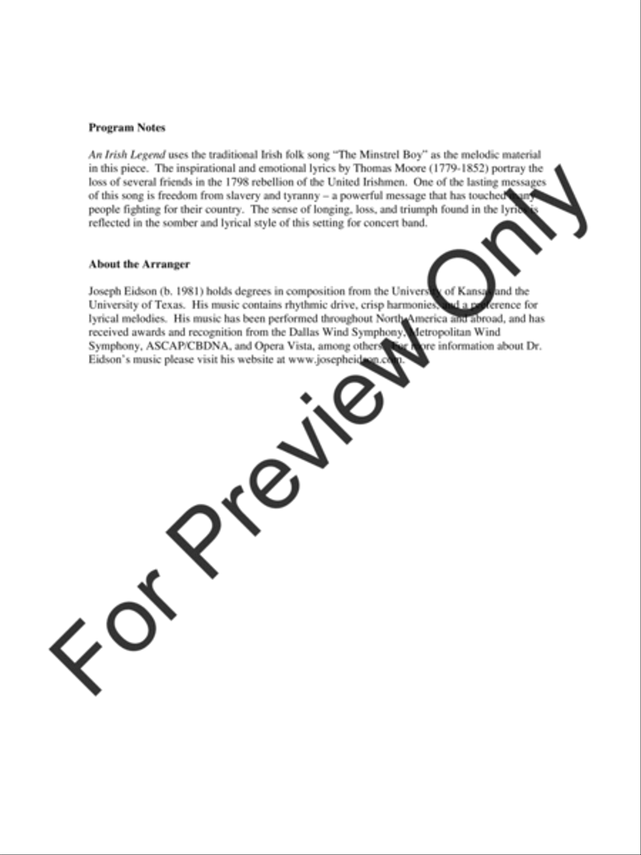 An Irish Legend An Irish Legend Concert Band scores gallery preview page 3