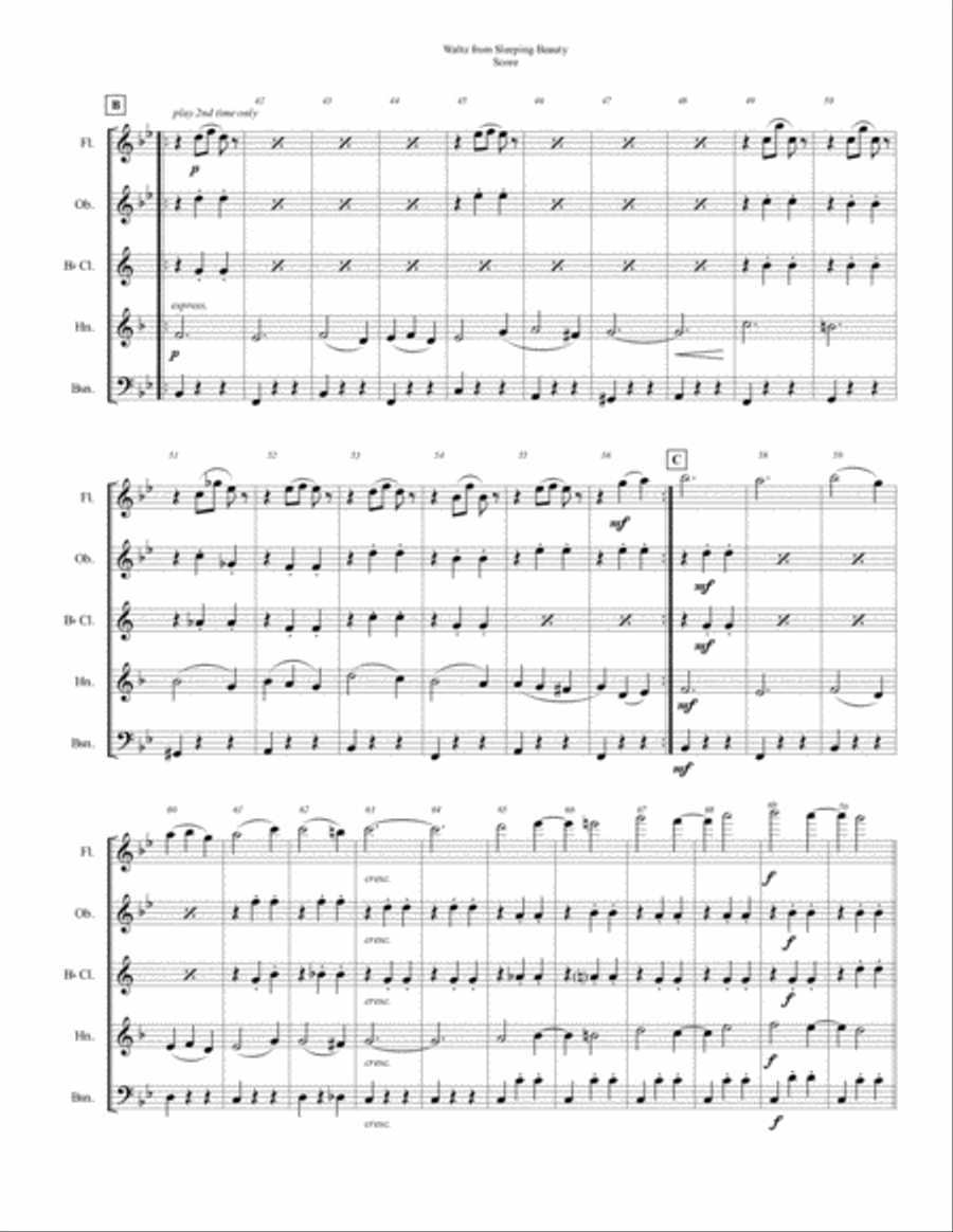 Waltz from Sleeping Beauty (for woodwind quintet) Woodwind Quintet scores gallery preview page 3